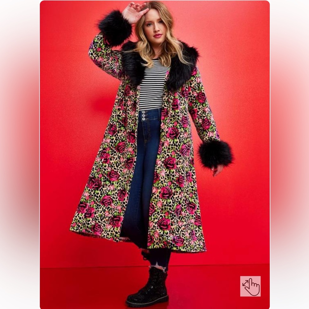 Betsey Johnson x Torrid Coat - Velvet Leopard Floral